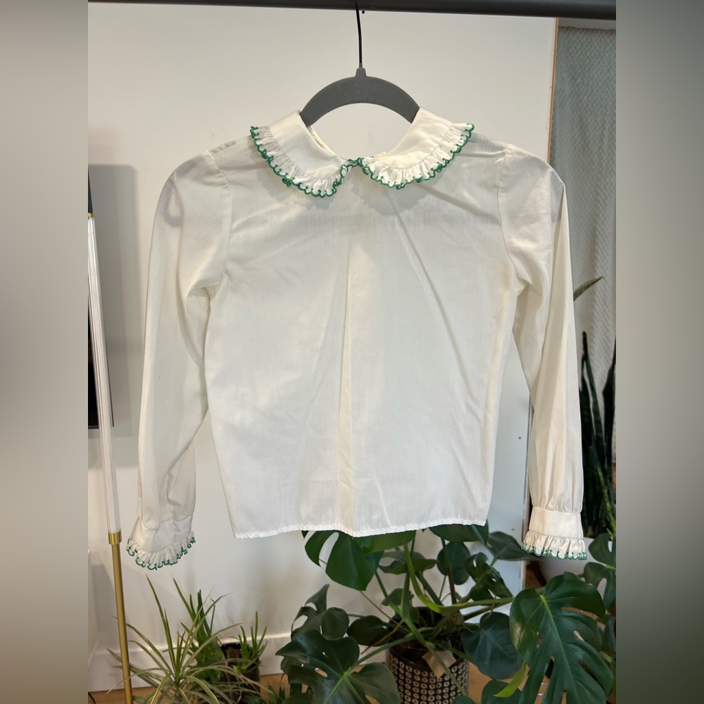 Vintage Girls CHOCOLATE SOUP Ruffle Collar Button Long Slevee